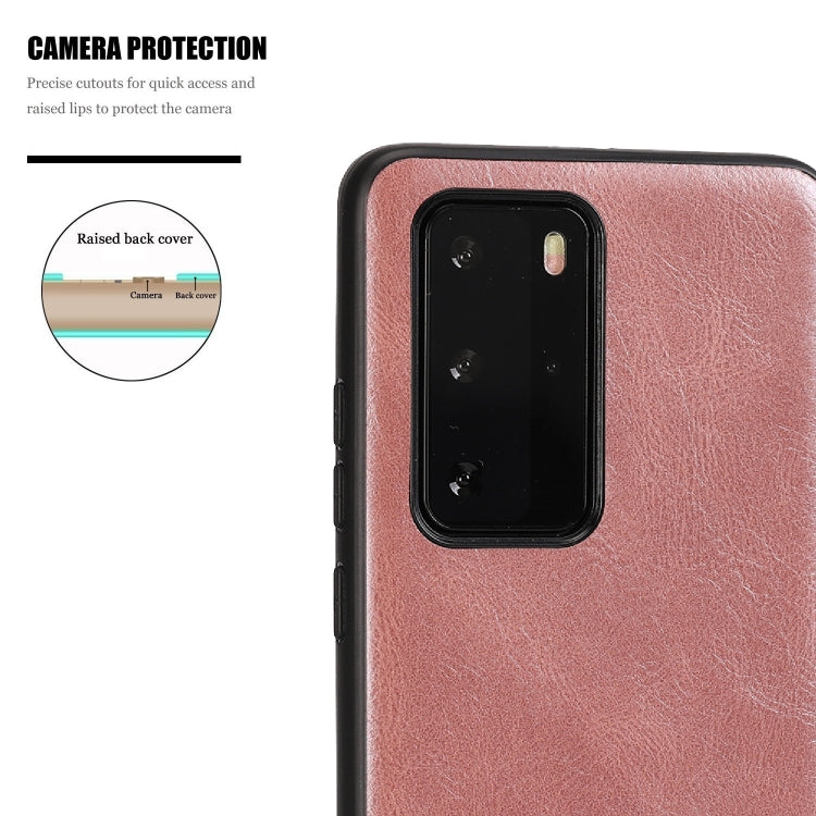 For Huawei P40 Pro Crazy Horse Textured Calfskin PU+PC+TPU Case