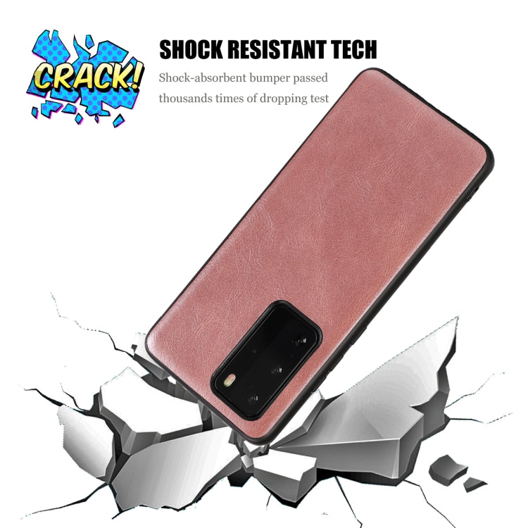 For Huawei P40 Pro Crazy Horse Textured Calfskin PU+PC+TPU Case