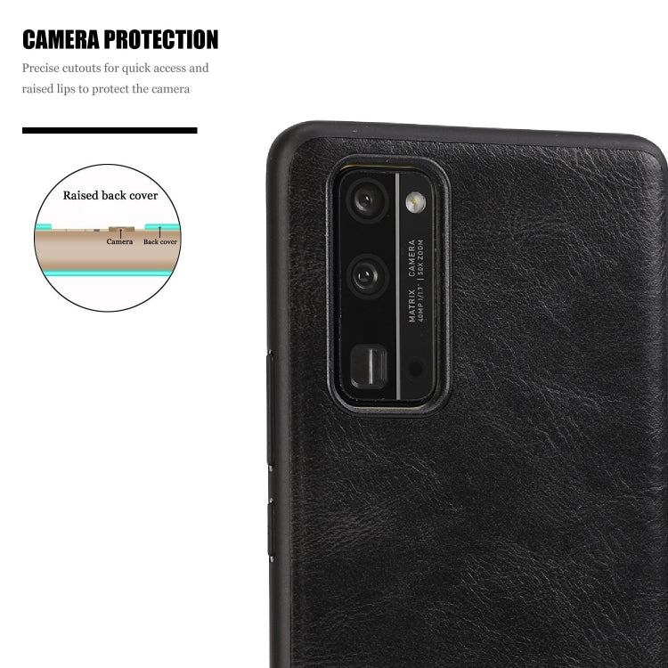For Huawei Honor 30 Crazy Horse Textured Calfskin PU+PC+TPU Case