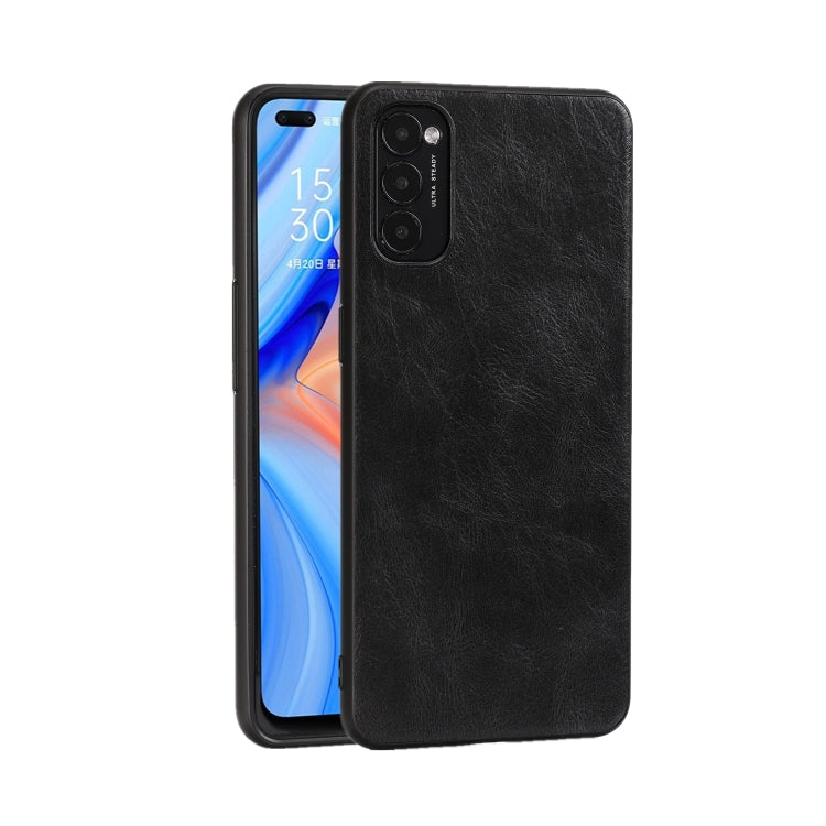 For OPPO Reno4 Pro Crazy Horse Textured Calfskin PU+PC+TPU Case