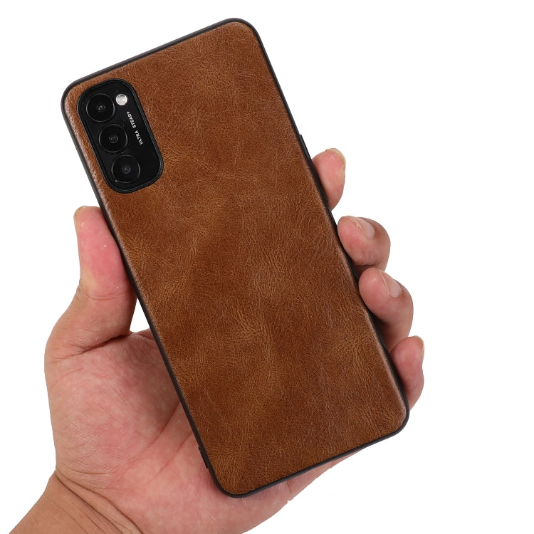 For OPPO Reno4 Crazy Horse Textured Calfskin PU+PC+TPU Case