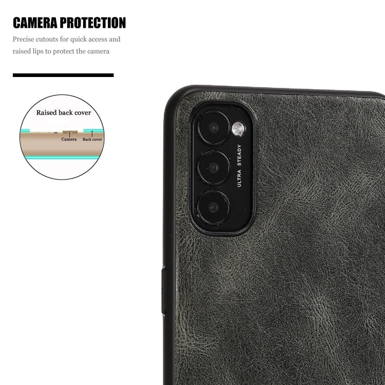 For OPPO Reno4 Crazy Horse Textured Calfskin PU+PC+TPU Case