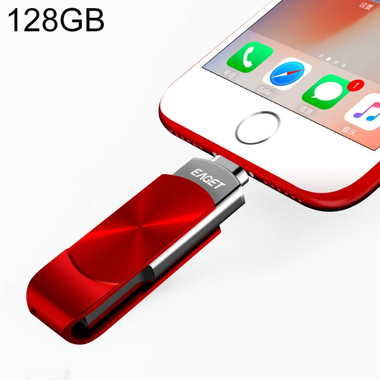 EAGET 128GB USB + 8 Pin Interface Metal Twister Flash U Disk