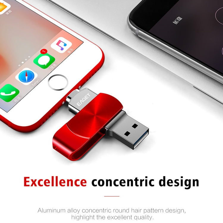 EAGET 128GB USB + 8 Pin Interface Metal Twister Flash U Disk