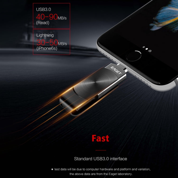 EAGET 128GB USB + 8 Pin Interface Metal Twister Flash U Disk