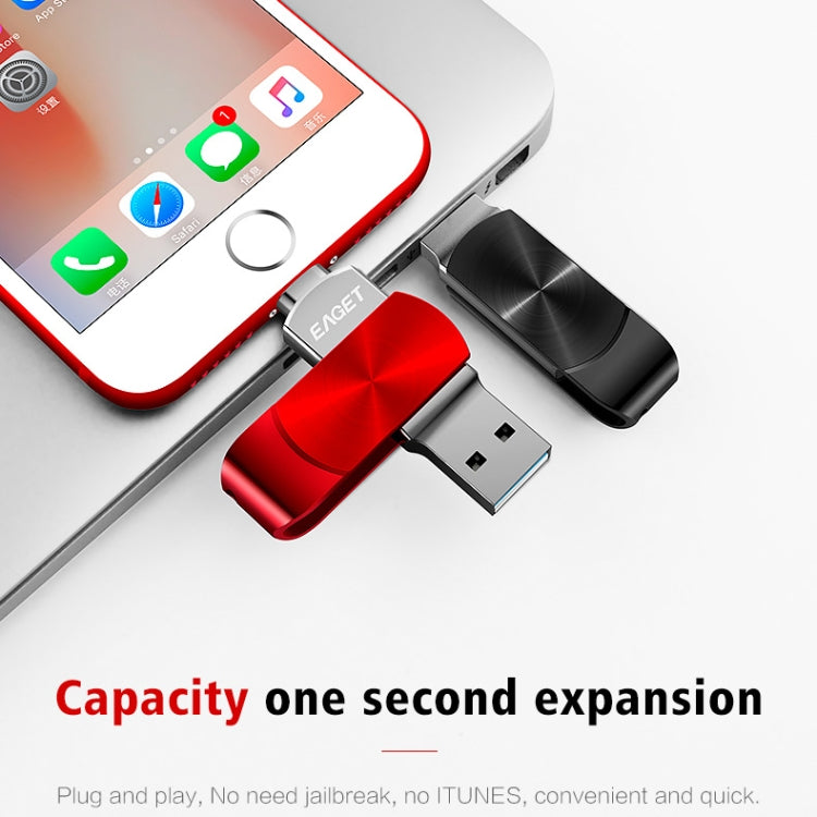 EAGET 128GB USB + 8 Pin Interface Metal Twister Flash U Disk