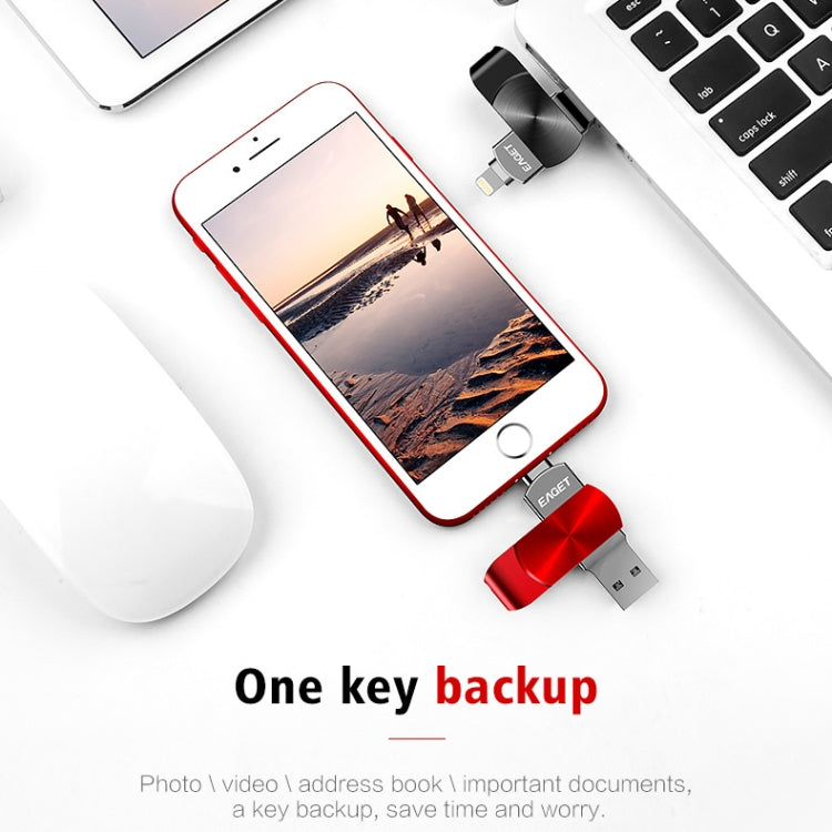 EAGET 128GB USB + 8 Pin Interface Metal Twister Flash U Disk