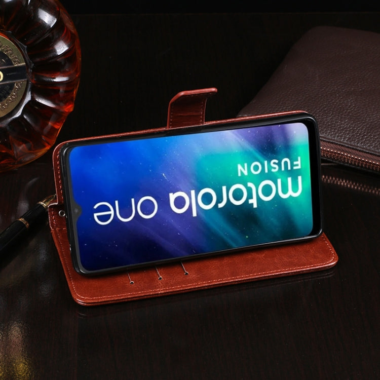 For Motorola One Fusion idewei Crazy Horse Texture Horizontal Flip Leather Case with Holder & Card Slots & Wallet