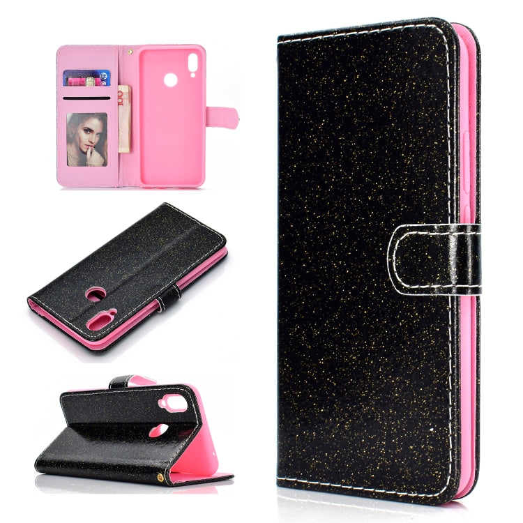 For Huawei Y6p Glitter Powder Horizontal Flip Leather Case with Card Slots & Holder & Photo Frame & Wallet & Lanyard