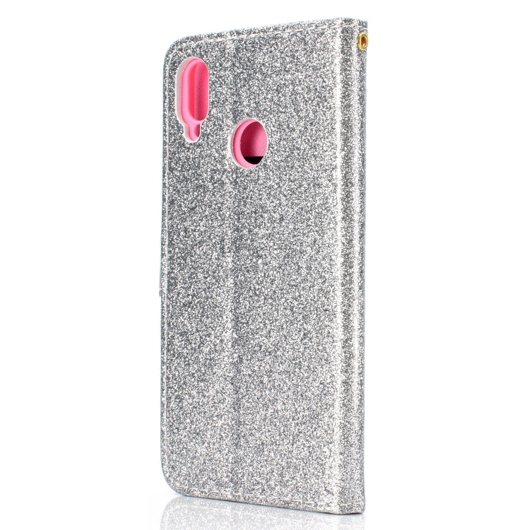 For Huawei Y6p Glitter Powder Horizontal Flip Leather Case with Card Slots & Holder & Photo Frame & Wallet & Lanyard