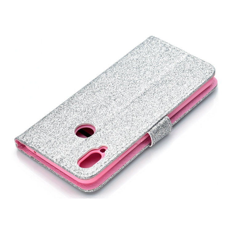 For Huawei Y6p Glitter Powder Horizontal Flip Leather Case with Card Slots & Holder & Photo Frame & Wallet & Lanyard