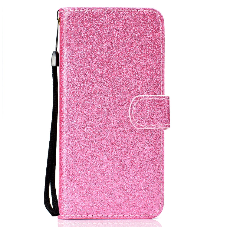 For Huawei Y6p Glitter Powder Horizontal Flip Leather Case with Card Slots & Holder & Photo Frame & Wallet & Lanyard