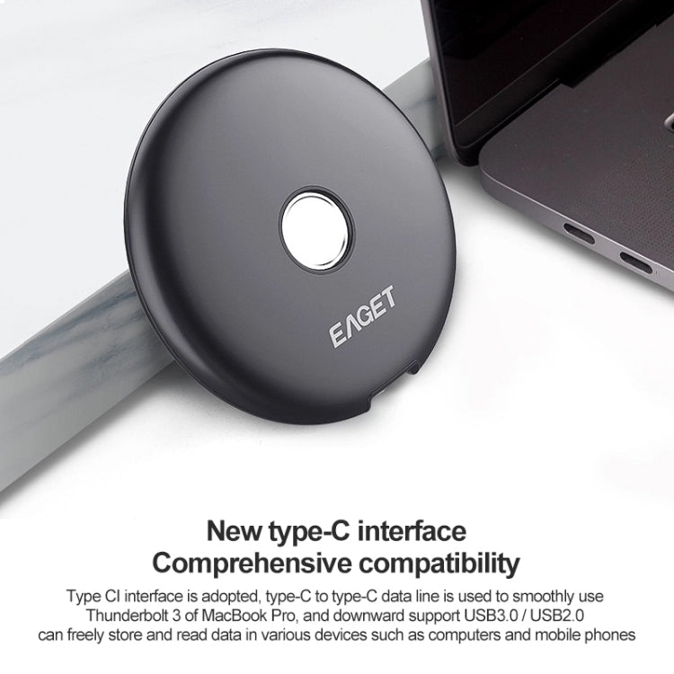 EAGET 1TB USB-C 3.1 SSD Portable Solid State Drive with Fingerprint Identification