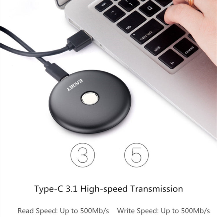 EAGET 512G USB-C 3.1 SSD Portable Solid State Drive with Fingerprint Identification