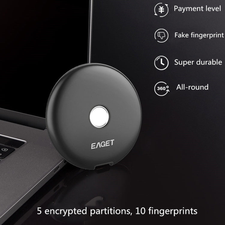 EAGET 512G USB-C 3.1 SSD Portable Solid State Drive with Fingerprint Identification