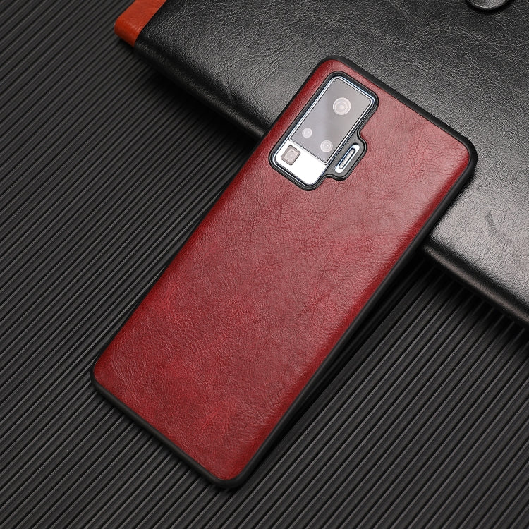 For Vivo X50 Pro Crazy Horse Textured Calfskin PU+PC+TPU Case