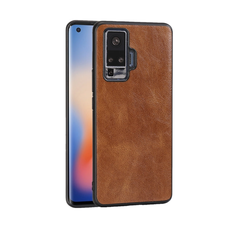 For Vivo X50 Pro Crazy Horse Textured Calfskin PU+PC+TPU Case