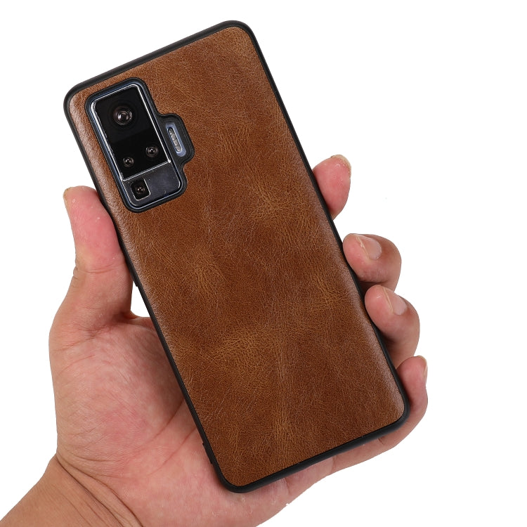 For Vivo X50 Pro Crazy Horse Textured Calfskin PU+PC+TPU Case