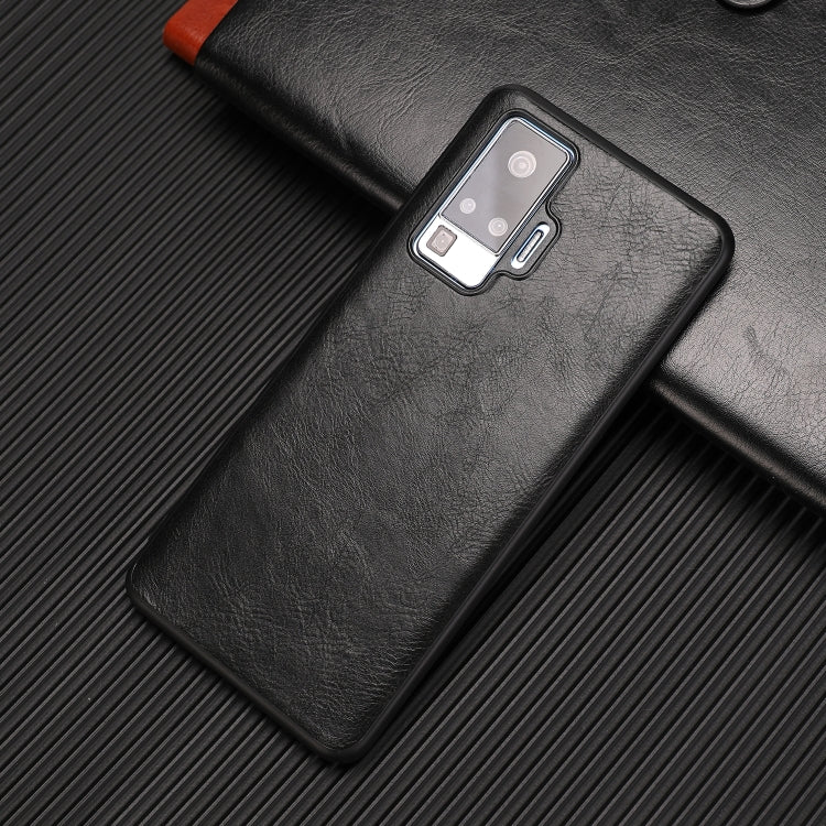 For Vivo X50 Crazy Horse Textured Calfskin PU+PC+TPU Case