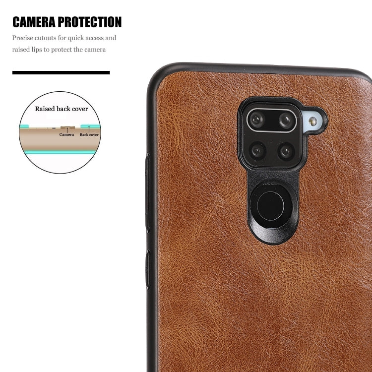 For Xiaomi Redmi Note 9 Crazy Horse Textured Calfskin PU+PC+TPU Case