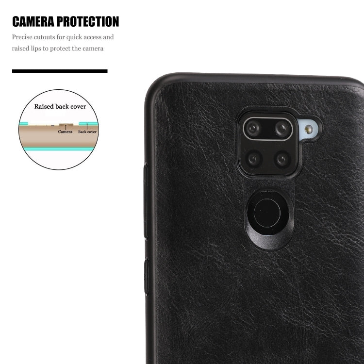 For Xiaomi Redmi Note 9 Pro Crazy Horse Textured Calfskin PU+PC+TPU Case