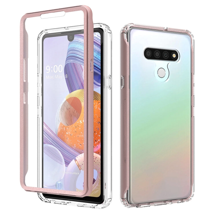 For LG Q Stylo 6 Shockproof TPU Frame + Clear PC Back Case + Front PET Screen Protector