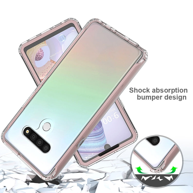 For LG Q Stylo 6 Shockproof TPU Frame + Clear PC Back Case + Front PET Screen Protector