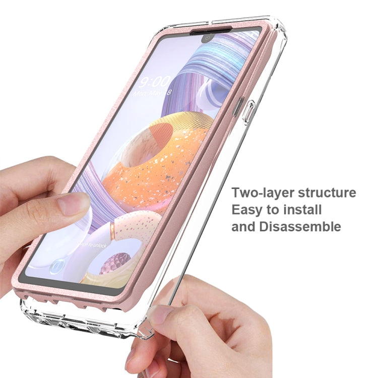 For LG Q Stylo 6 Shockproof TPU Frame + Clear PC Back Case + Front PET Screen Protector