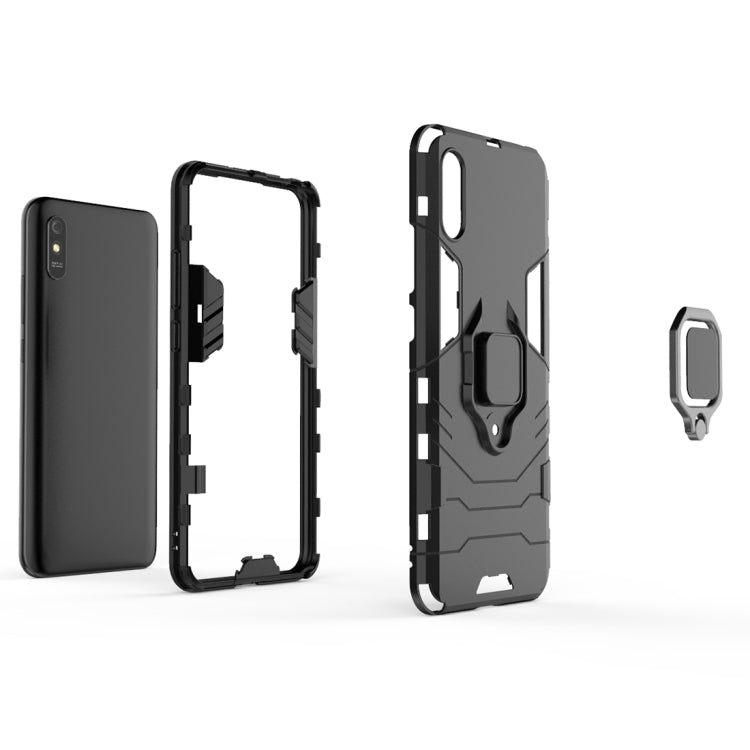 For Xiaomi Redmi 9A PC + TPU Anti-fall Protective Case with Magnetic Ring Holder