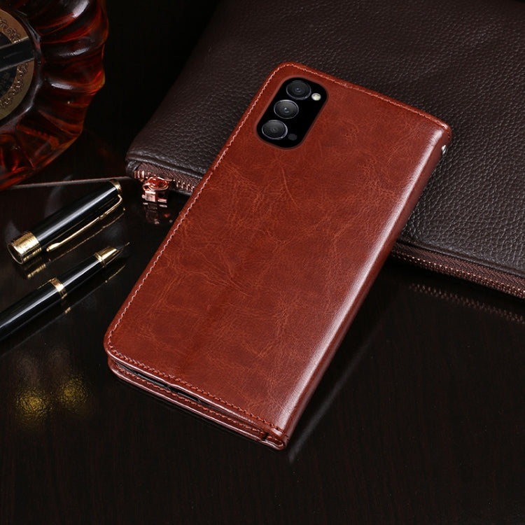 For OPPO Reno4 5G idewei Crazy Horse Texture Horizontal Flip Leather Case with Holder & Card Slots & Wallet