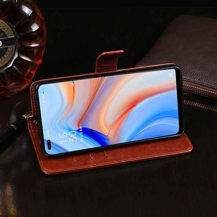 For OPPO Reno4 5G idewei Crazy Horse Texture Horizontal Flip Leather Case with Holder & Card Slots & Wallet