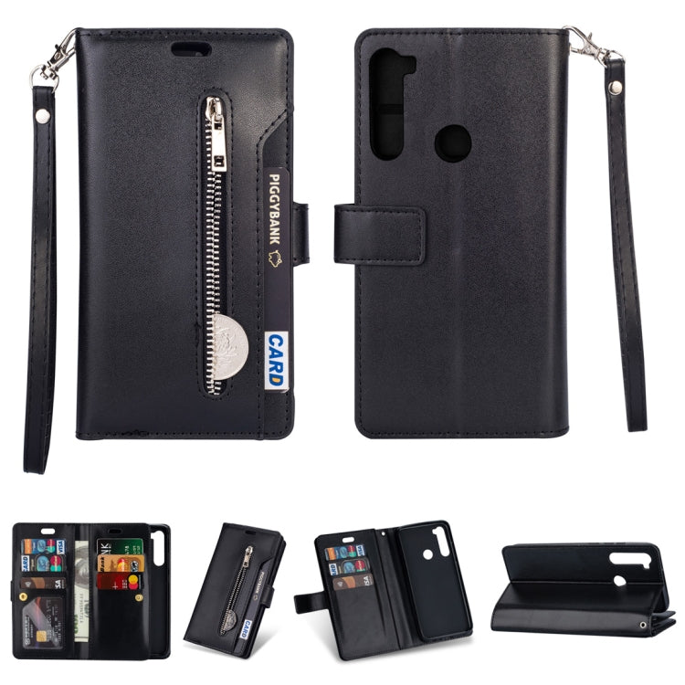 For Xiaomi Redmi Note 8 Multifunctional Zipper Horizontal Flip Leather Case with Holder & Wallet & 9 Card Slots & Lanyard