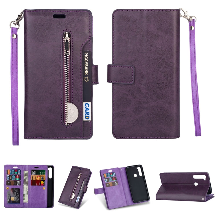 For Xiaomi Redmi Note 8 Multifunctional Zipper Horizontal Flip Leather Case with Holder & Wallet & 9 Card Slots & Lanyard