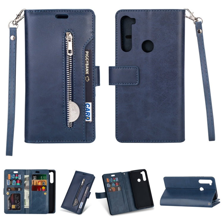 For Xiaomi Redmi Note 8 Multifunctional Zipper Horizontal Flip Leather Case with Holder & Wallet & 9 Card Slots & Lanyard
