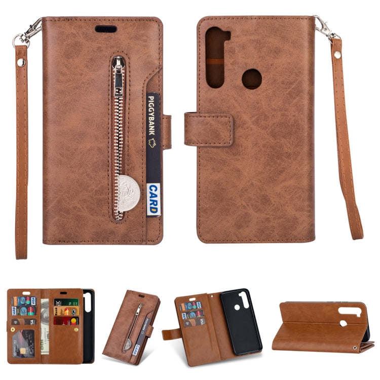 For Xiaomi Redmi Note 8 Multifunctional Zipper Horizontal Flip Leather Case with Holder & Wallet & 9 Card Slots & Lanyard
