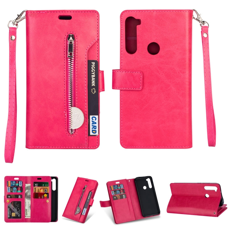 For Xiaomi Redmi Note 8 Multifunctional Zipper Horizontal Flip Leather Case with Holder & Wallet & 9 Card Slots & Lanyard