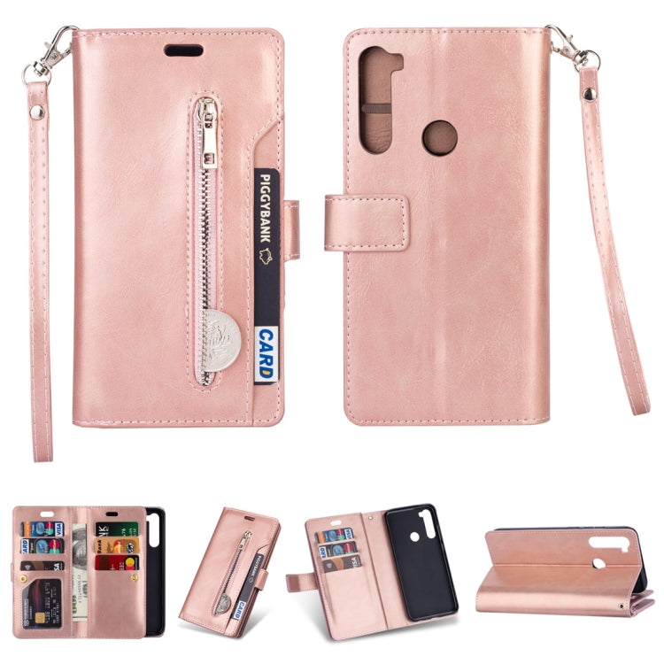 For Xiaomi Redmi Note 8 Multifunctional Zipper Horizontal Flip Leather Case with Holder & Wallet & 9 Card Slots & Lanyard