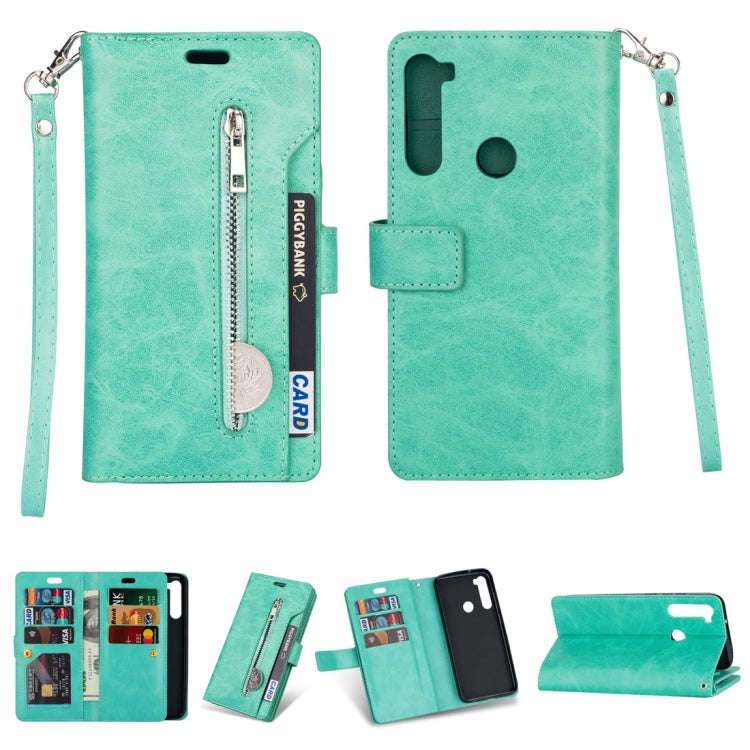 For Xiaomi Redmi Note 8 Multifunctional Zipper Horizontal Flip Leather Case with Holder & Wallet & 9 Card Slots & Lanyard