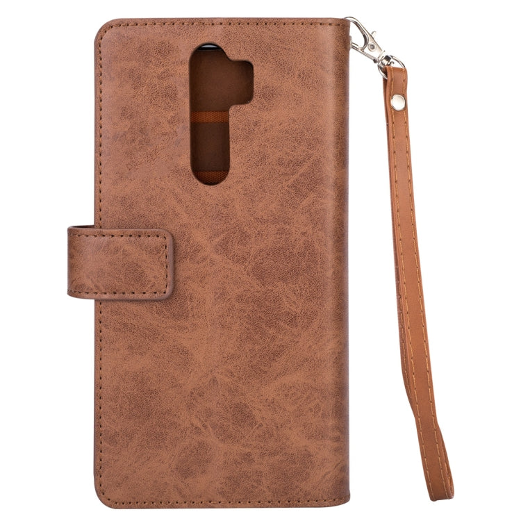 For Xiaomi Redmi Note 8 Pro Multifunctional Zipper Horizontal Flip Leather Case with Holder & Wallet & 9 Card Slots & Lanyard