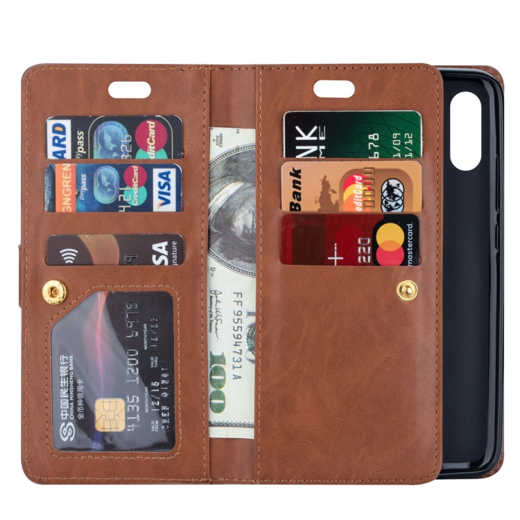 For Xiaomi Redmi 7 / Redmi Go Multifunctional Zipper Horizontal Flip Leather Case with Holder & Wallet & 9 Card Slots & Lanyard