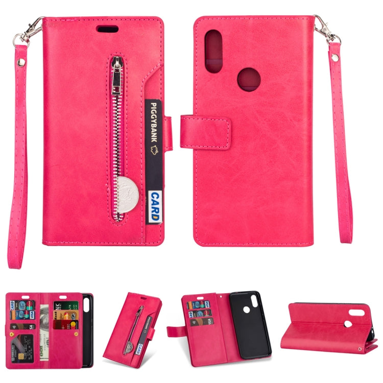 For Xiaomi Redmi 7 / Redmi Go Multifunctional Zipper Horizontal Flip Leather Case with Holder & Wallet & 9 Card Slots & Lanyard