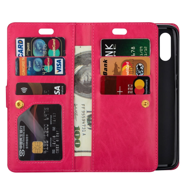 For Xiaomi Redmi 7 / Redmi Go Multifunctional Zipper Horizontal Flip Leather Case with Holder & Wallet & 9 Card Slots & Lanyard