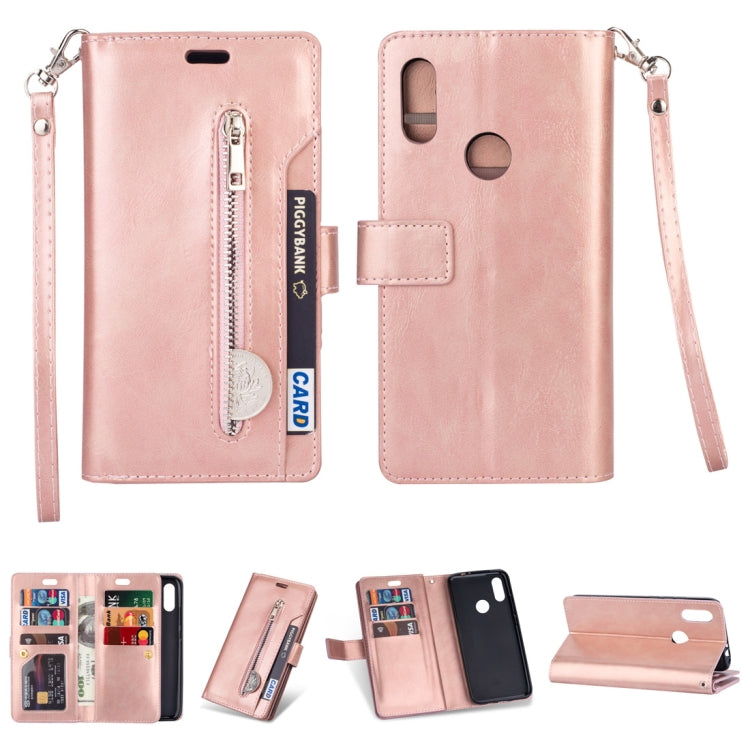 For Xiaomi Redmi 7 / Redmi Go Multifunctional Zipper Horizontal Flip Leather Case with Holder & Wallet & 9 Card Slots & Lanyard