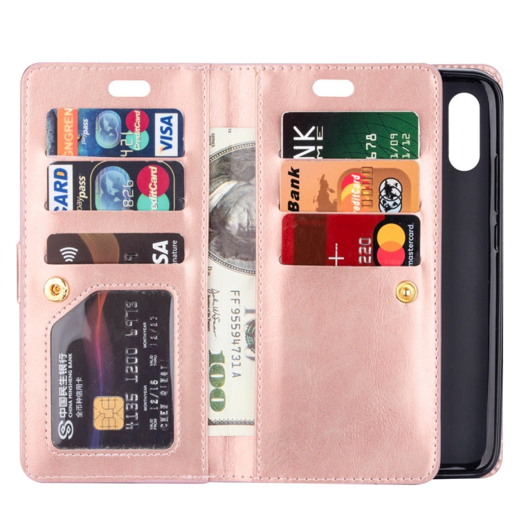 For Xiaomi Redmi 7 / Redmi Go Multifunctional Zipper Horizontal Flip Leather Case with Holder & Wallet & 9 Card Slots & Lanyard