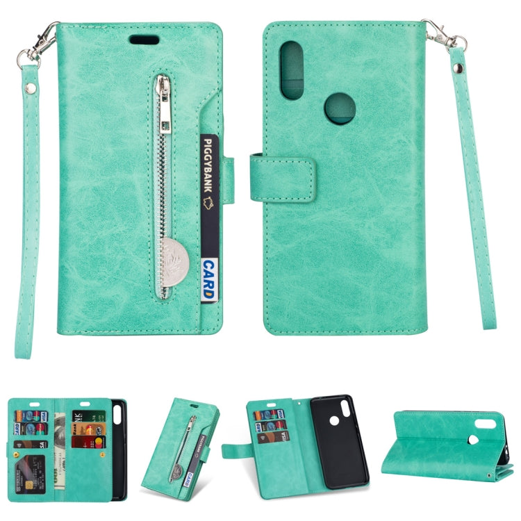 For Xiaomi Redmi 7 / Redmi Go Multifunctional Zipper Horizontal Flip Leather Case with Holder & Wallet & 9 Card Slots & Lanyard