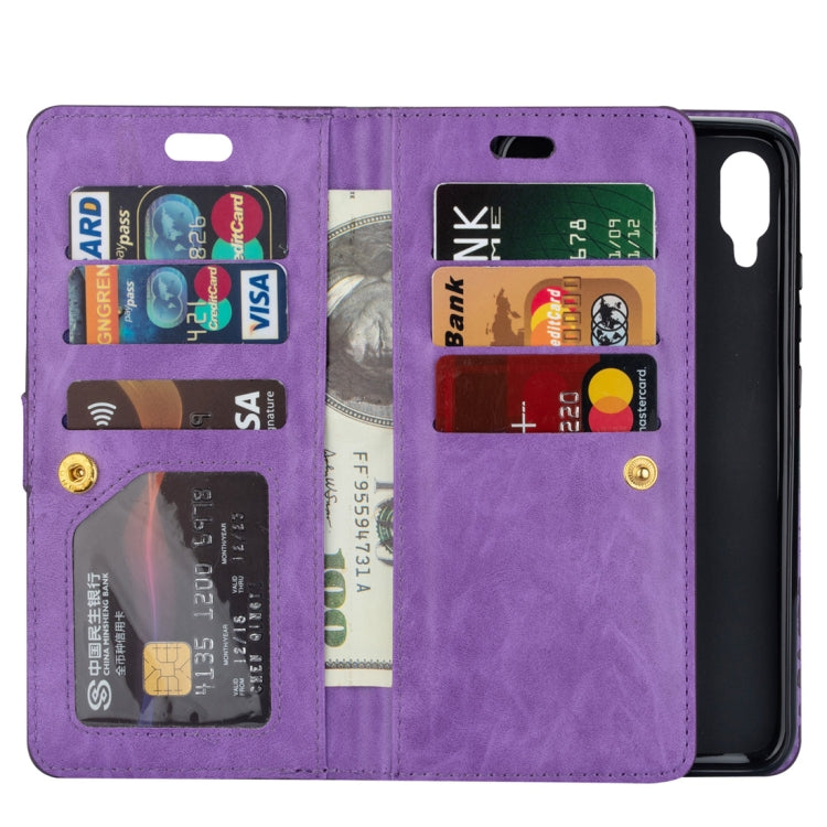 For Xiaomi Redmi Note 7 / Note 7 Pro / Note 7S Multifunctional Zipper Horizontal Flip Leather Case with Holder & Wallet & 9 Card Slots & Lanyard