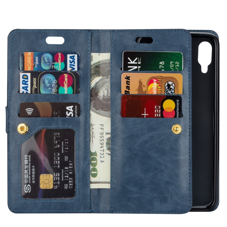 For Xiaomi Redmi Note 7 / Note 7 Pro / Note 7S Multifunctional Zipper Horizontal Flip Leather Case with Holder & Wallet & 9 Card Slots & Lanyard