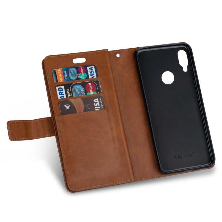 For Xiaomi Redmi Note 7 / Note 7 Pro / Note 7S Multifunctional Zipper Horizontal Flip Leather Case with Holder & Wallet & 9 Card Slots & Lanyard