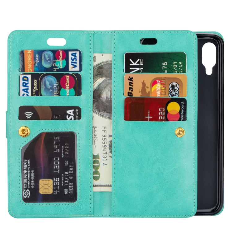 For Xiaomi Redmi Note 7 / Note 7 Pro / Note 7S Multifunctional Zipper Horizontal Flip Leather Case with Holder & Wallet & 9 Card Slots & Lanyard