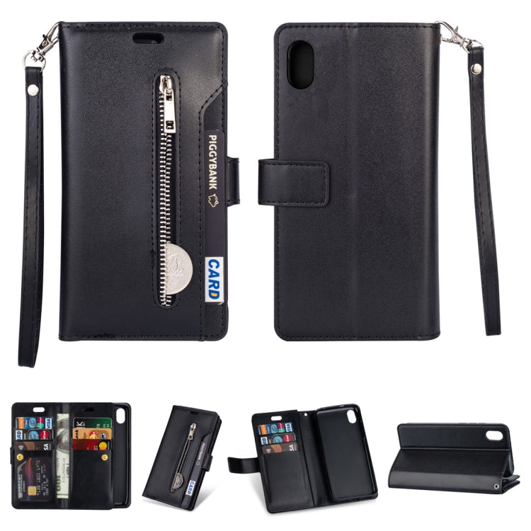 For Xiaomi Redmi 7A Multifunctional Zipper Horizontal Flip Leather Case with Holder & Wallet & 9 Card Slots & Lanyard